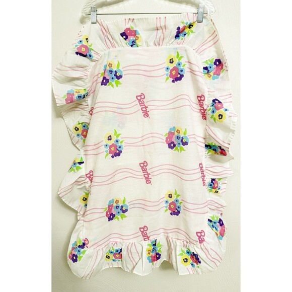 Barbie Vintage Floral Pillow Sham Ruffled Edge USA Made by The Bibb Company 1996 - Picture 1 of 11